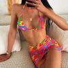 2025 Floral Triangle Cup Tie-Up Sexy Bikini 3-Piece Set Swimwear
