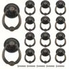 12 Pcs Vintage Brass Hanging Ring Pulls  Wardrobe Drawer Furniture Hardware Accessories Knobs  Round Cabinet Drawer Single Hole Hanging Ring Knobs