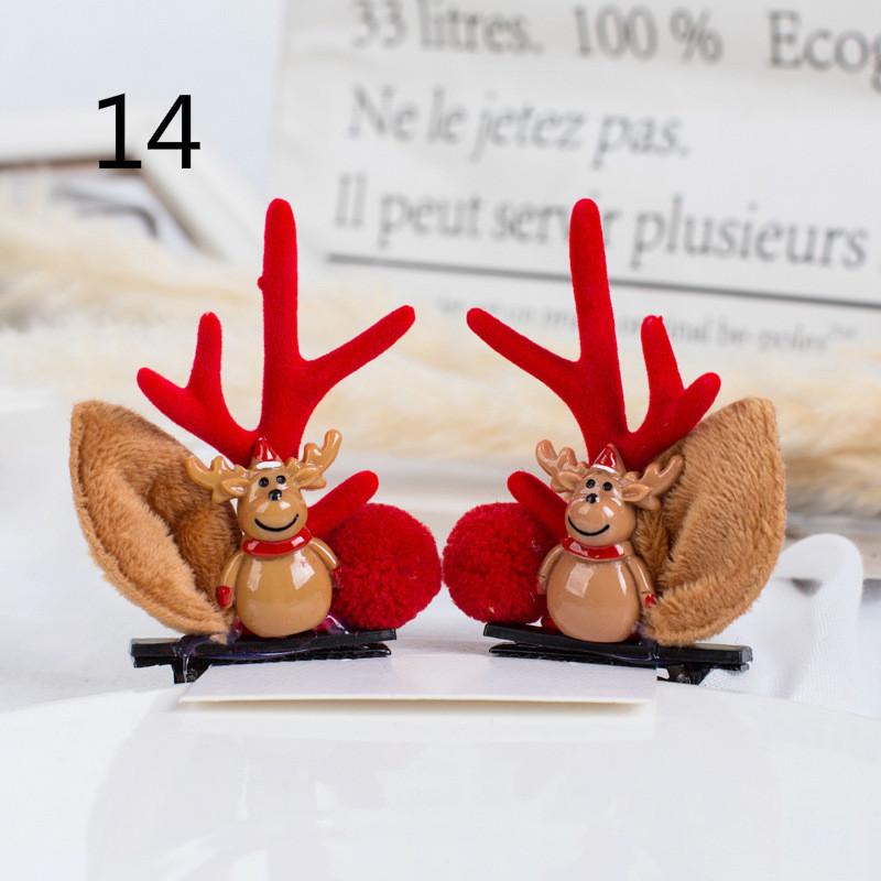 Рождественская заколка для волос Детская заколка для волос Рог оленя Двойной зажим Рождественский подарок Праздничные принадлежности Утка Зажим для стакана