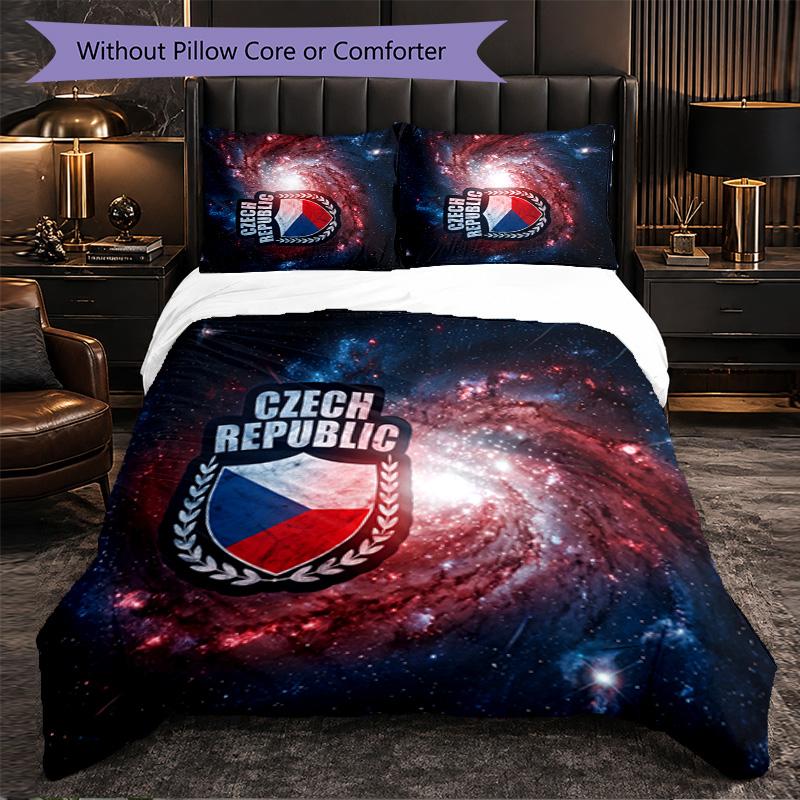 Czech Republi Football Pattern 3 Pieces Bedding Set Soft Microfiber Duvet Cover with Pillow Cases for Bedroom