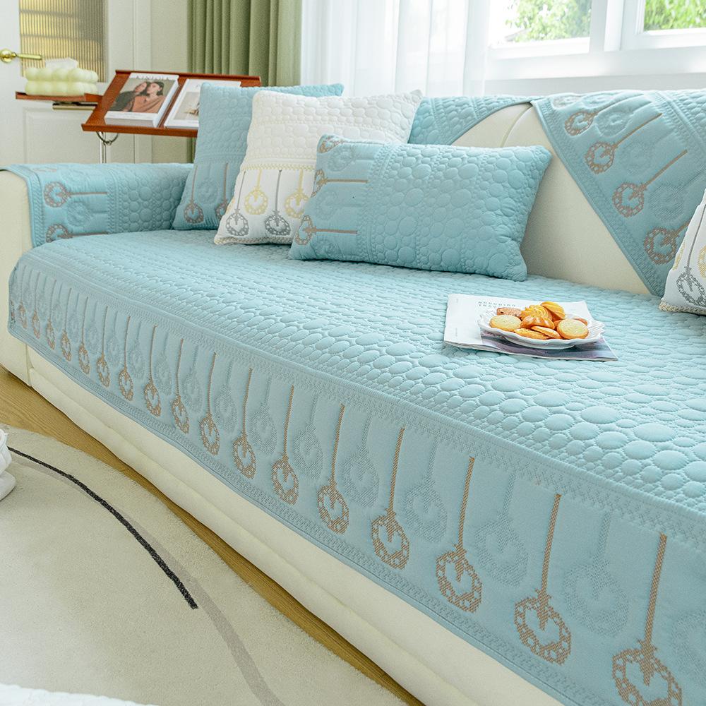Four Seasons Sofa Cushion Embroidered Anti Slip Simple Modern Solid Color Fabric Universal Seat Cushion Sofa Cover Cover Cloth Scarf