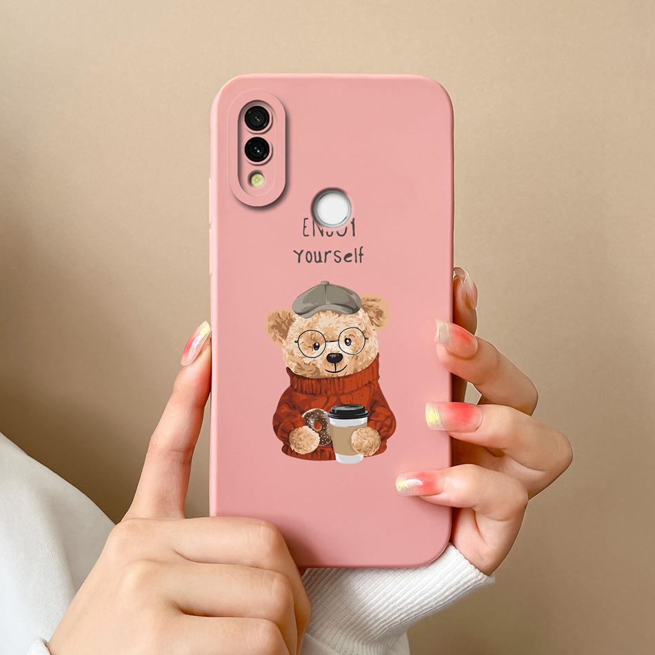 Чехол для телефона Xiaomi Redmi 7 Медведь Кошка Полное покрытие Высококачественный Жидкий Силикон Защита от падения Funda Для Redmi7 Бампер Capa В качестве подарка