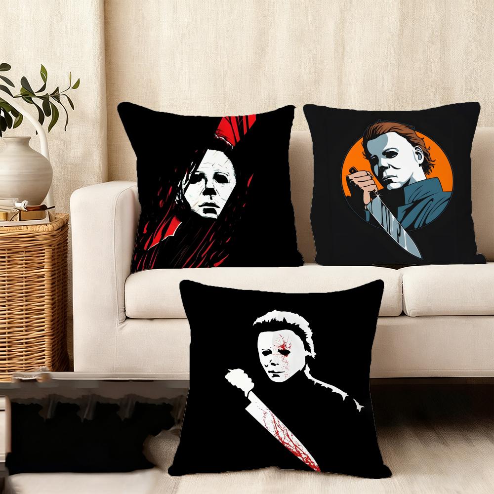 MMichael MMyers Horror Movie Cushion Cover Plush Fabric Soft DoubleSided Printed Sofa Warm Winter Home Child Gift Pillow Case
