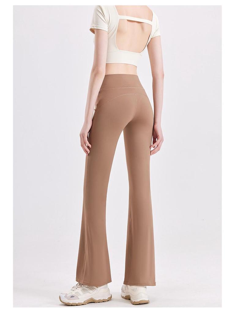 Брюки для йоги с микроклешем и высокой талией - Женские утягивающие, подтягивающие бедра, быстросохнущие фитнес-леггинсы бесшовного дизайна