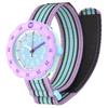 SWATCH Flik Flak series quartz movement 30 meters waterproof depth children's Swiss watch 34.75mm blue dial plastic case fabric strap ZFPSP071