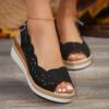 2025 Independent Station New European and American Sandals Large Size Foreign Trade Hemp Rope Bow Heel Casual Sandals Women's Shoes