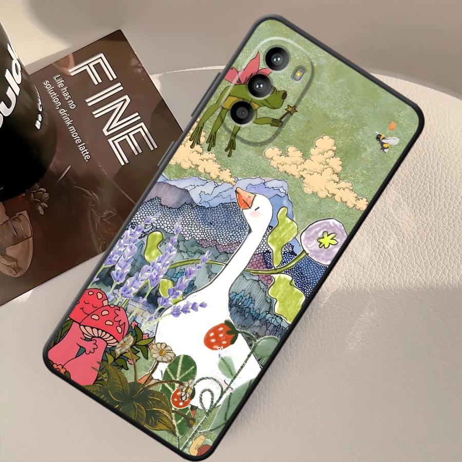Мультяшная Утка Кошка Чехол для Телефона для Motorola Moto G52 G32 G60s G71 G50 G22 Edge40 G53 G30 Edge 20 Pro 30 Lite G51 G73