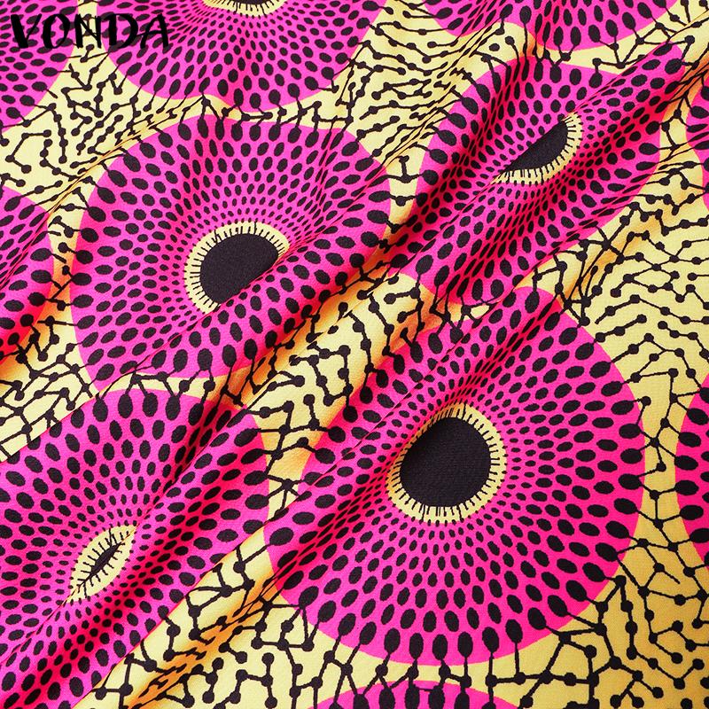 VONDA Женская мода эластичная талия принтованная свободная юбка