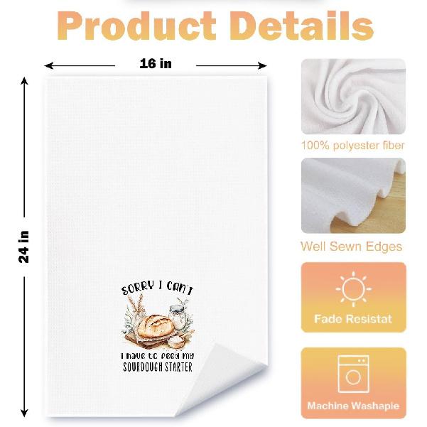 Funny Sourdough Baking Kitchen Dish Towels, Sourdough Gifts for Women Bakers, Gifts for Baking Lovers, Tea Towels for Baking, 16x24 Inch