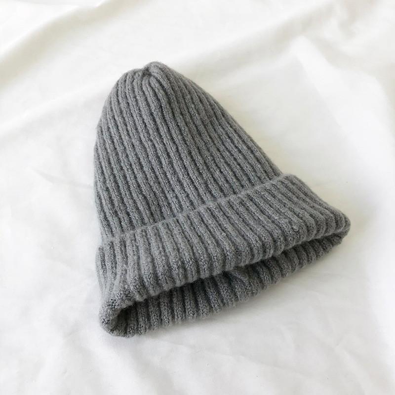 Удобная теплая хлопковая вязаная шапка для зимы, универсальные цвета, бини, высокая макушка