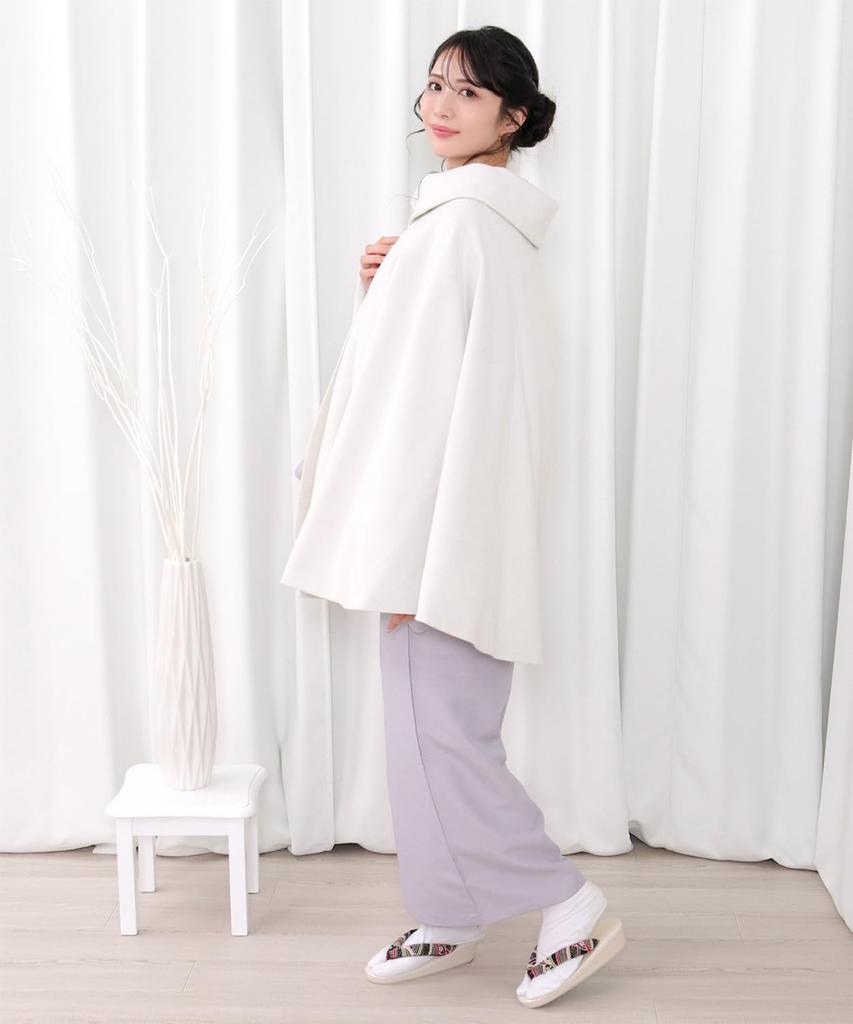 Пальто Томби Пальто Томби Кейп Пончо [KYOETSU] Японский стиль Женский (M, Белый с оттенком)