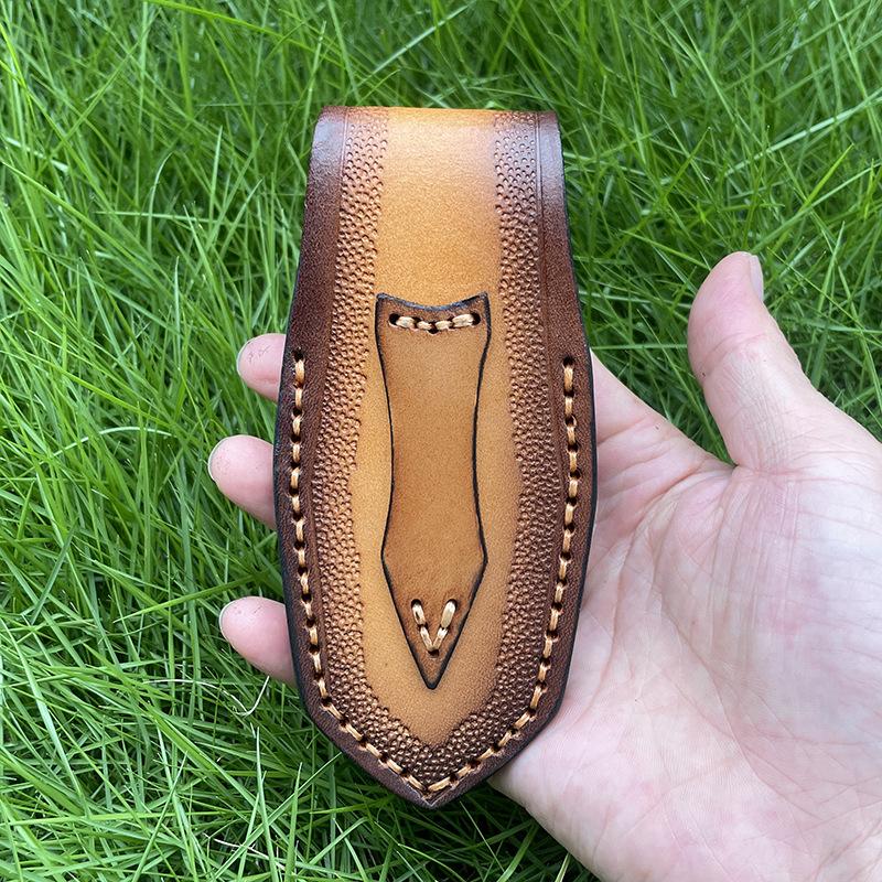 Держатель складного ножа, тисненые ножны из коровьей кожи, чехол для карманного ножа, чехол из расщепленной кожи, кобура для походного ножа, чехол для военного ножа с пряжкой на ремень