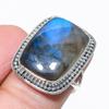 Natural Labradorite Gemstone Handmade 925 Solid Silver Jewelry Ring Size 7 b6N36