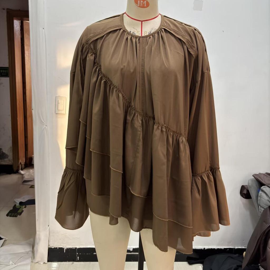 Женский асимметричный топ из плиссированного шифона в стиле French Chic
