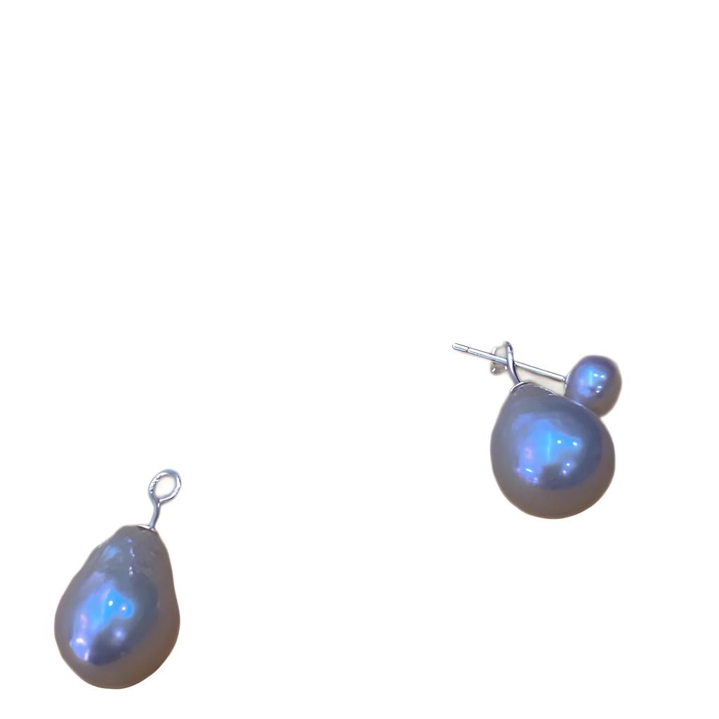 Французский дизайнер два носить ретро Хепберн натуральный пресноводный жемчуг весь корпус 925 простой серебряный серебряная игла серьги женские пусеты