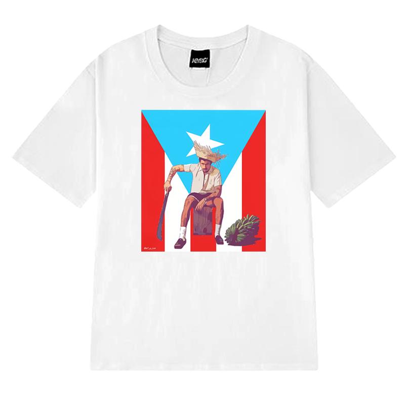 2025 New Bad Bunny Puerto Rico Flag Graphic short sleeve Tshirts Unisex Women Fashion Y2k T shirt Unisex 100 Cotton clothing Tops