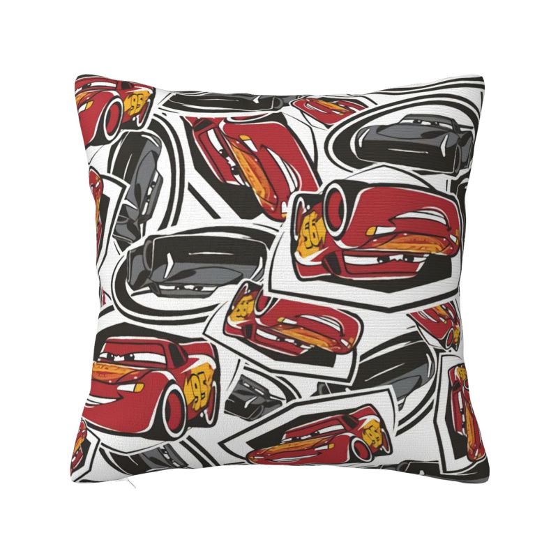 Custom Fashion Lightning McQueen Cartoon Cushion Cover 45x45cm Soft Pillow for Sofa Square Pillowcase