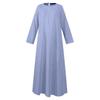 Women Long Sleeve Muslim Islamic Dress Casual Striped Kaftan Dress