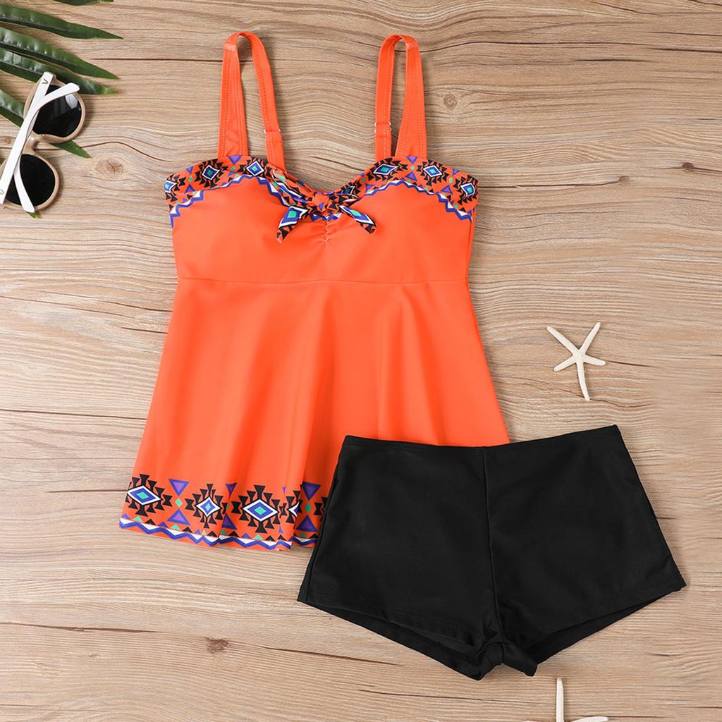 Женский раздельный модный сексуальный купальник с юбкой с принтом и подкладкой для груди без стальной поддержки