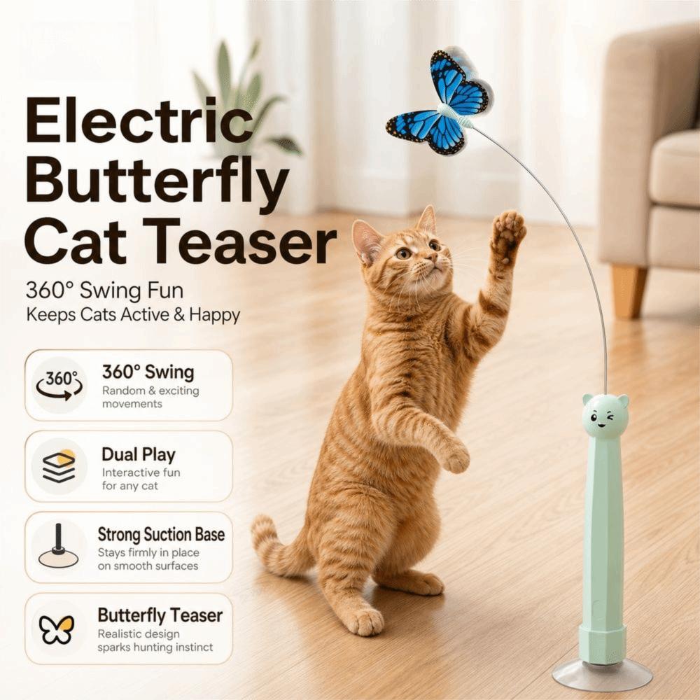 Electric Rotating Electric Butterfly Cat Toy Suction Cup Base Automatic Cat Toy Pet Gifts