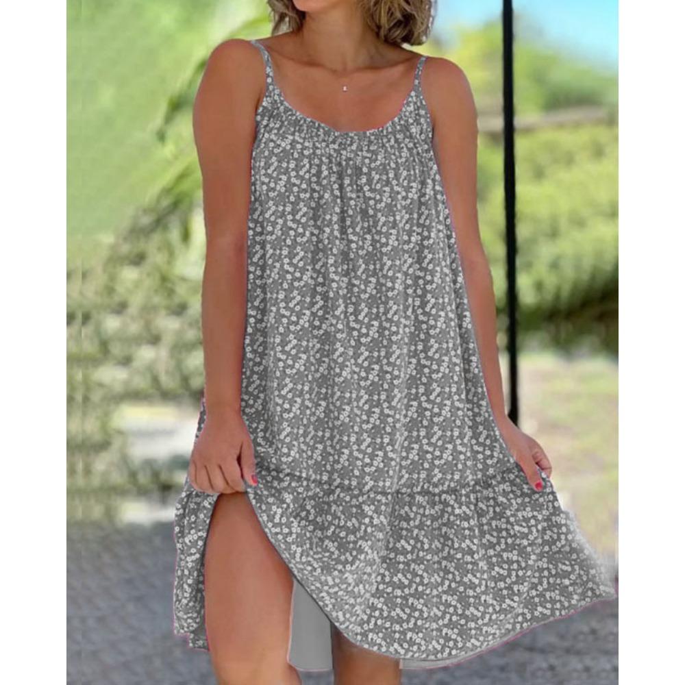 Summer Floral Sleeveless Suspender Dress