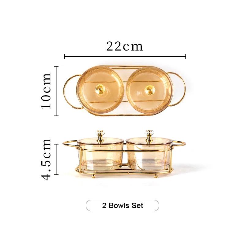 Стеклянная посуда Nordic Luxury, маленькие фруктовые десертные закуски, сервировочные миски с пыленепроницаемой крышкой, бытовые тарелки для подачи еды на вечеринку