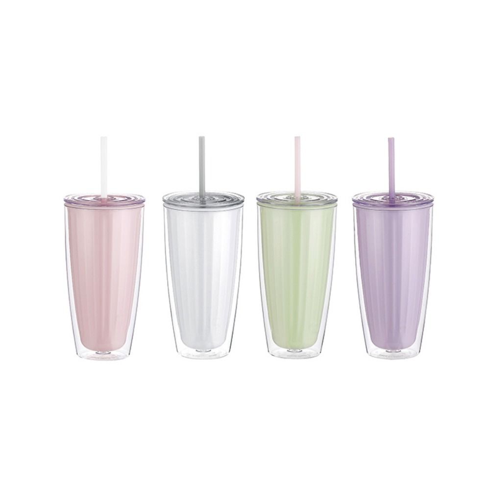 Большая емкость двухслойная соломенная чашка герметичная молочная чашка для чая пластиковая бутылка для воды для детей и взрослых