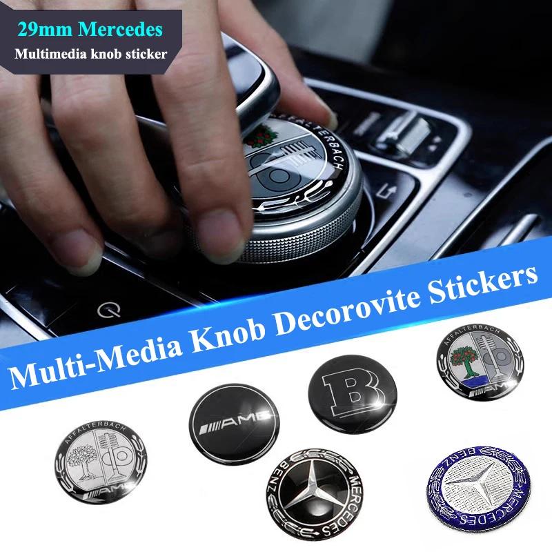 XDFMN1 Hot 2026 New For Benz 29mm Logo Car Multimedia Knob Emblem Badge Stickers For Mercedes Benz AMG W124 W140 W163 W203 W204 W205 GL