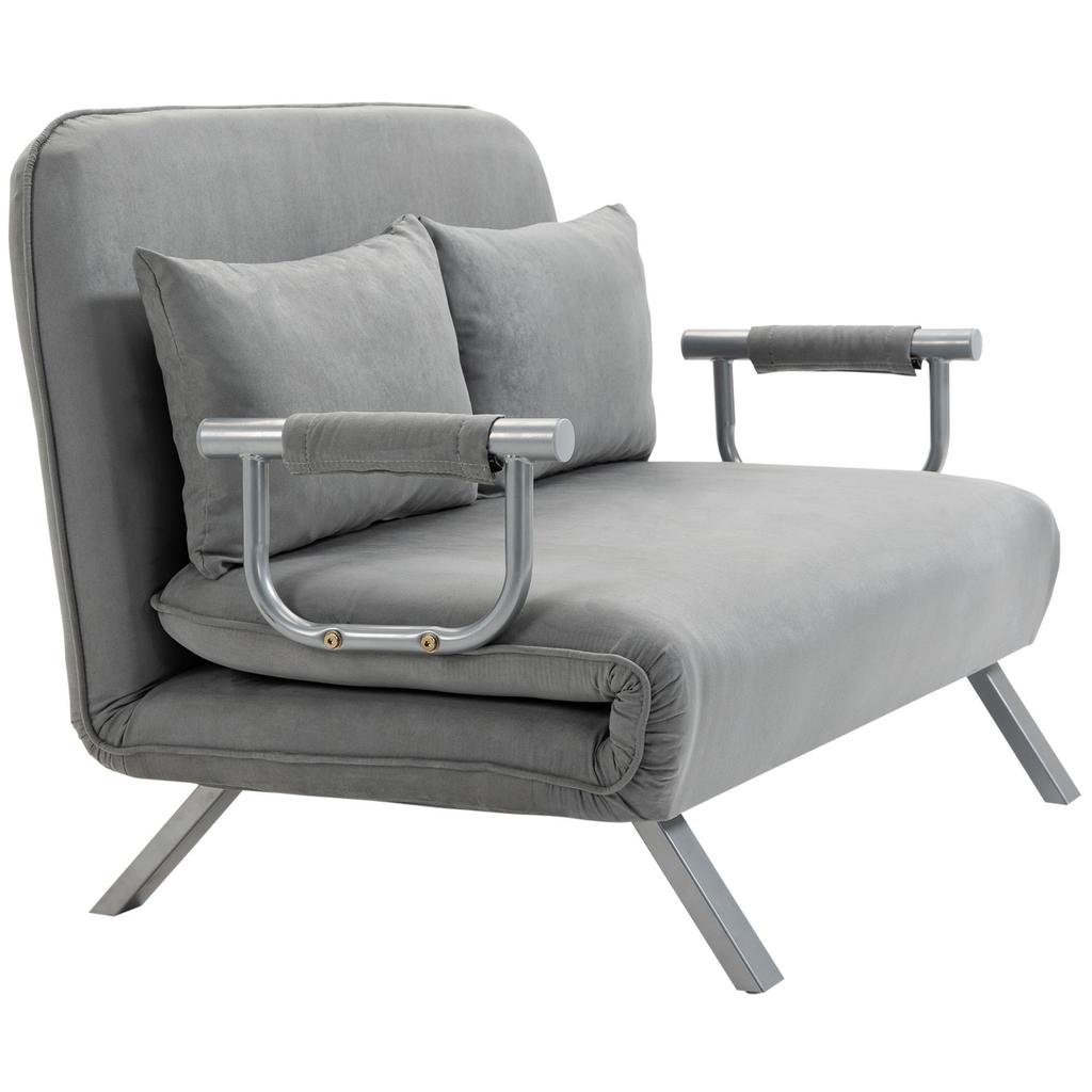 Two-Seater Click-Clack Sofa Bed - Light Grey