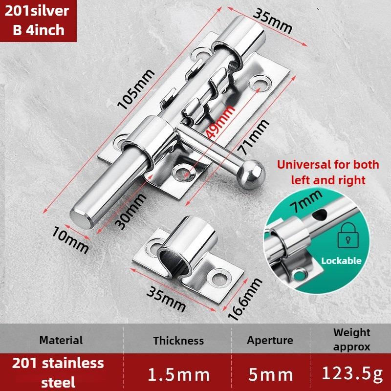 1PCS Stainless Steel Door Latch Solid Sliding Bolts Latch Home Hardware Gate Safety Toilet Door Lock