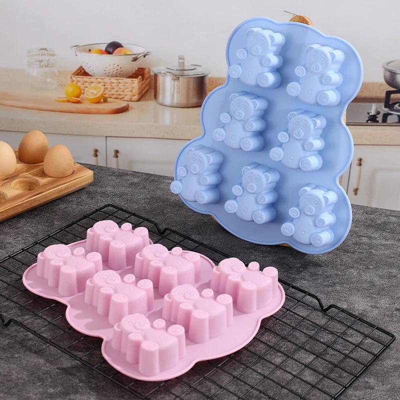 3D Милая форма для торта «Медведь» DIY Инструменты для украшения торта на день рождения Силиконовая форма для печенья в виде животных для приготовления конфет и шоколада