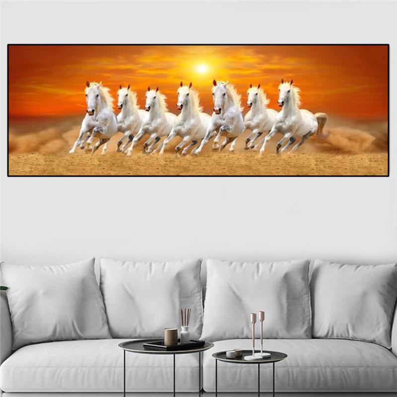 Животное семь бегущих лошадей картина маслом на холсте абстрактные постеры и принты настенные панно для гостиной домашний декор без рамки