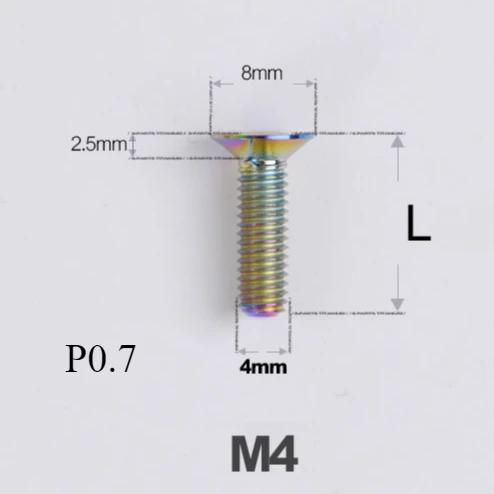 M4*8 10 12 14 16 18-50мм TC4 GR5 Титановый Сплав Torx Плоская Потайная Винт Болт для Велосипеда Велосипед Шоссейный Велосипед Различные Цвета