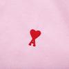 AMI Классическая весенне-осенняя повседневная хлопковая однотонная футболка с коротким рукавом и вышивкой красного сердца на груди