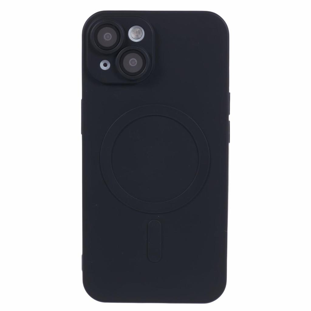 For iPhone 15 TPU Slim Case Rubberized Phone Cover with Lens Film Compatible with MagSafe