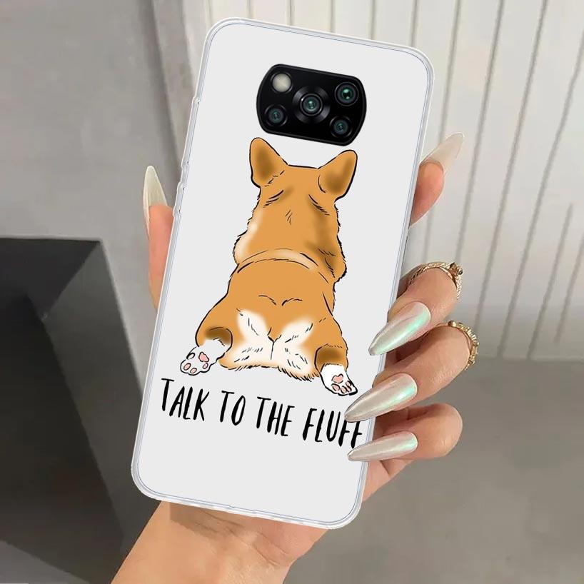 Cartoon Corgi Cute Dog Phone Case for Xiaomi Poco X5 X6 X7 Pro F7 Ultra M7 Redmi 15 15C 13 13C 12 12C 10 10A 10C 9 9A 9C 9T Shel