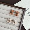 Silver Needle Fashion Cute Delicate Flocking Bear Earrings Autumn and Winter Premium Earrings Korean Sweet Girl Heart Earrings