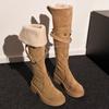 Fashion Vintage Winter Warm Cotton Women's Over The Knee Boots Fashion Thick Heels Long Bootties Woman Largas Booties