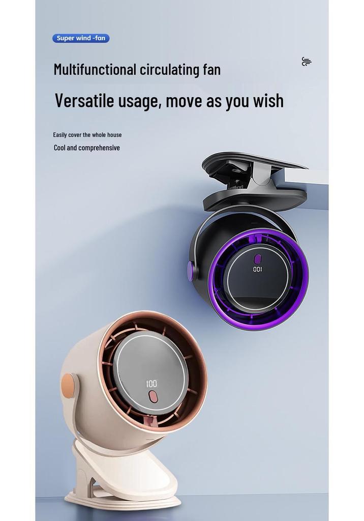 USB Mini Clip Fan: High Wind Power, 100 Speeds, Desktop-Friendly Gift