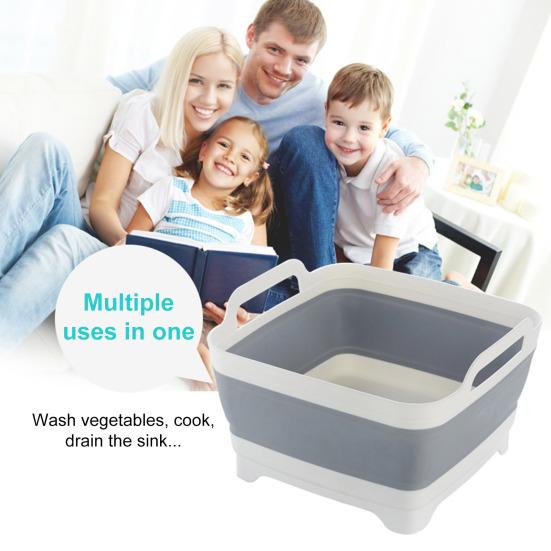Yousheng Складной таз для мытья посуды с заглушкой для слива Портативный таз для мытья посуды Таз для мытья посуды Складная раковина Ванна Кухонный поднос для хранения Ведро для хранения на открытом воздухе