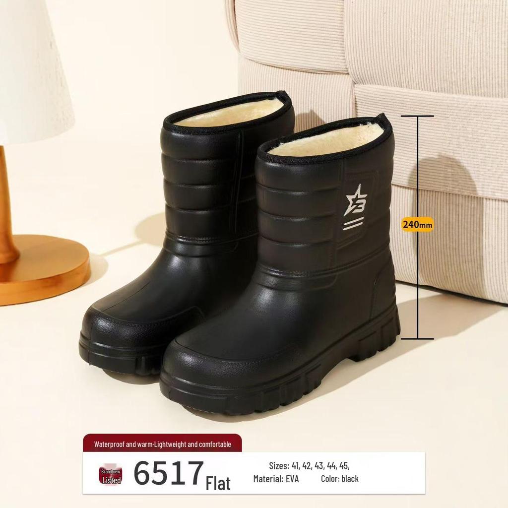 Мужские зимние сноубутсы на флисовой подкладке: Теплые, Водонепроницаемые, Нескользящие, Легкие, Удобные, Хлопковые Ботинки на Шнурке для Рыбалки