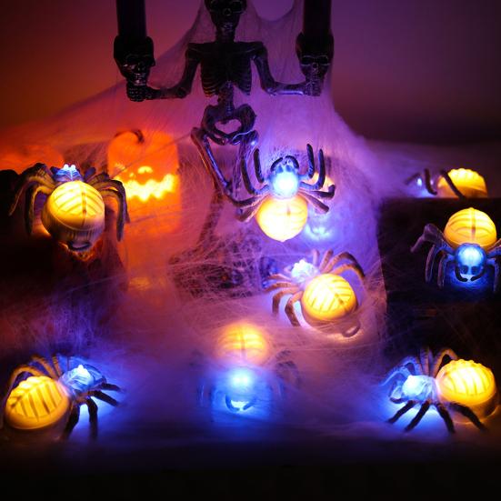 Halloween Light-up Spider Figurine Realistic Plastic Spider Animal Figure with LED Light