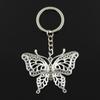 Fashion 30mm Key Ring Metal Key Chain Keychain Jewelry Antique Bronze Silver Color Plated Hollow Butterfly 60x48mm Pendant