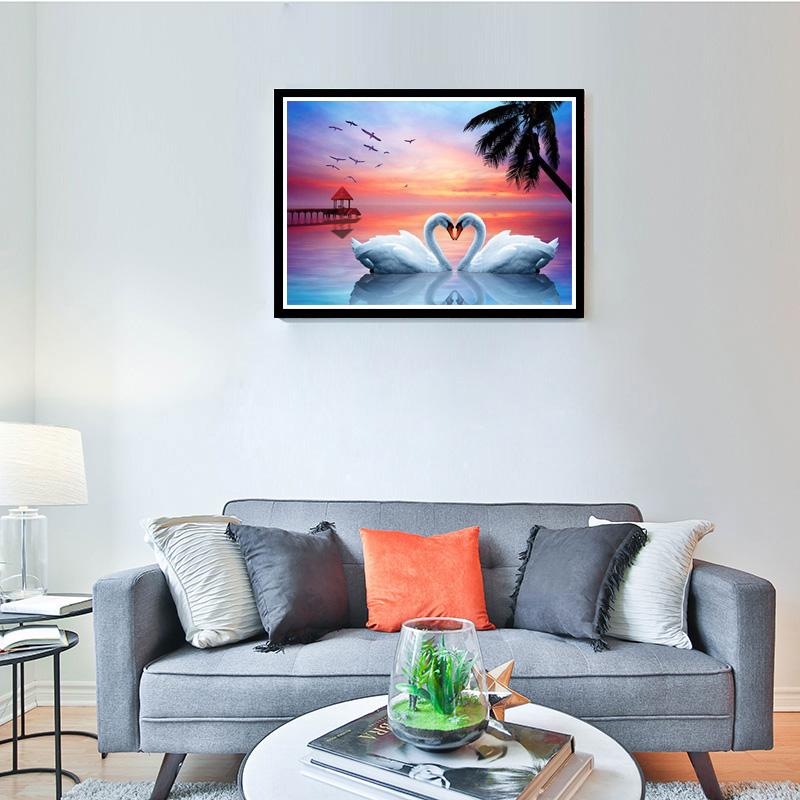 DIY Swan 5D Diamond Painting Full Round Drill Animal Diamond Embroidery Cross Stitch Mosaic Kits Wall Art Home Decor
