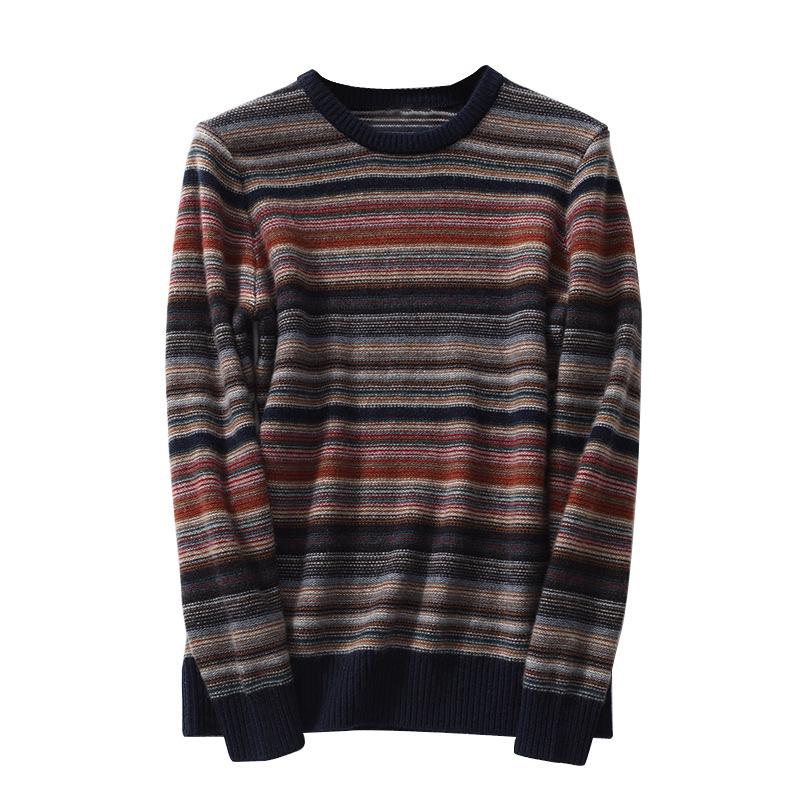 Men's Retro Striped Cashmere Sweater - 2022 Autumn/Winter Collection