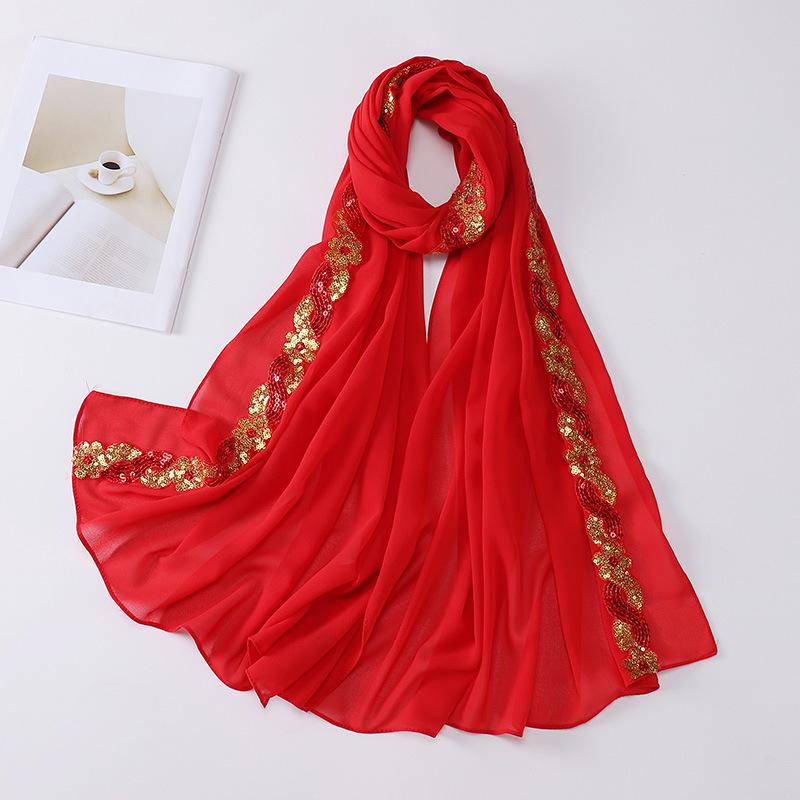 Шифоновый Хиджаб Шарф Тюрбан Для Мусульманских Женщин Модный Платок На Голову Шарфы Платки С Блестками Повязки На Голову Вуаль Исламская Повязка На Голову Рамадан Воале