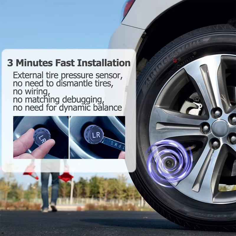 Car TPMS LCD Digital Display Tire Pressure Alarm System Auto Security Alarm Cigarette Lighter Wireless Sensors
