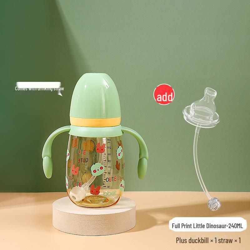 Стакан для воды Babixiang PPSU широкого калибра для детей 1-3 лет, с мультяшным дизайном, с двойной ручкой, с защитой от падения