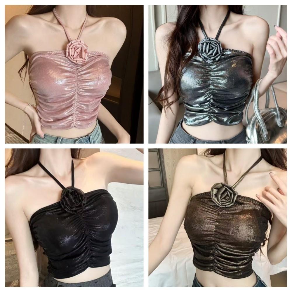 Spice Girls Socialite Style Corset 3D Rose Flower Decoration Crop Tops Suspender Vest Travel