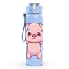 1PC Pig Lift Dumbbell Fitness Cartoon Print 750ml Color Plastic Sports Water Bottle Leakproof Flip Straw Lid Suitable for Sports Office Home Use